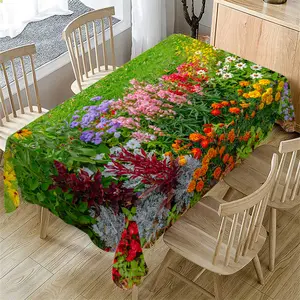 Vibrant Floral Print Rectangular Tablecloth for Indoor and Outdoor Use, Perfect for Thanksgiving and Weddings, Lush Garden Design Table Decor, Picnic Table Cover