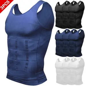 Mens 3 Pack Body Shaper Compression Shirts Round Neck Tank Top,2 Pack Men Shaping Vest,Men Sleeveless Shirt Shapewear,Men GYM Workout Fitness Shirts Tank Tops Shirts Menswear & Underwear,Men's Underwear For All Seasons