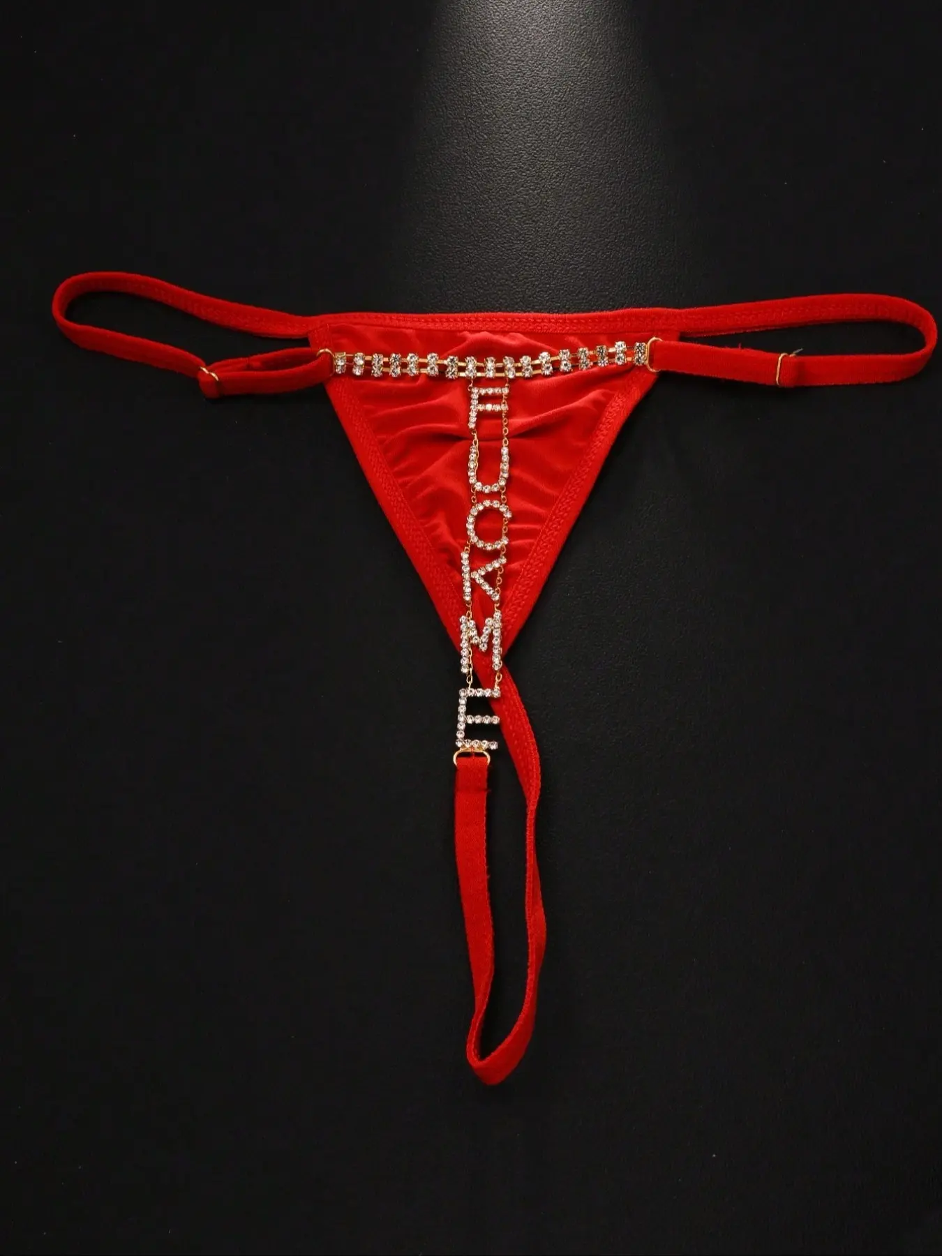 1 piece adjustable underwire rhinestone lettering thong Lingerie - comfortable and sexy style thong, suitable for Christmas parties, Halloween, Valentine's Day date