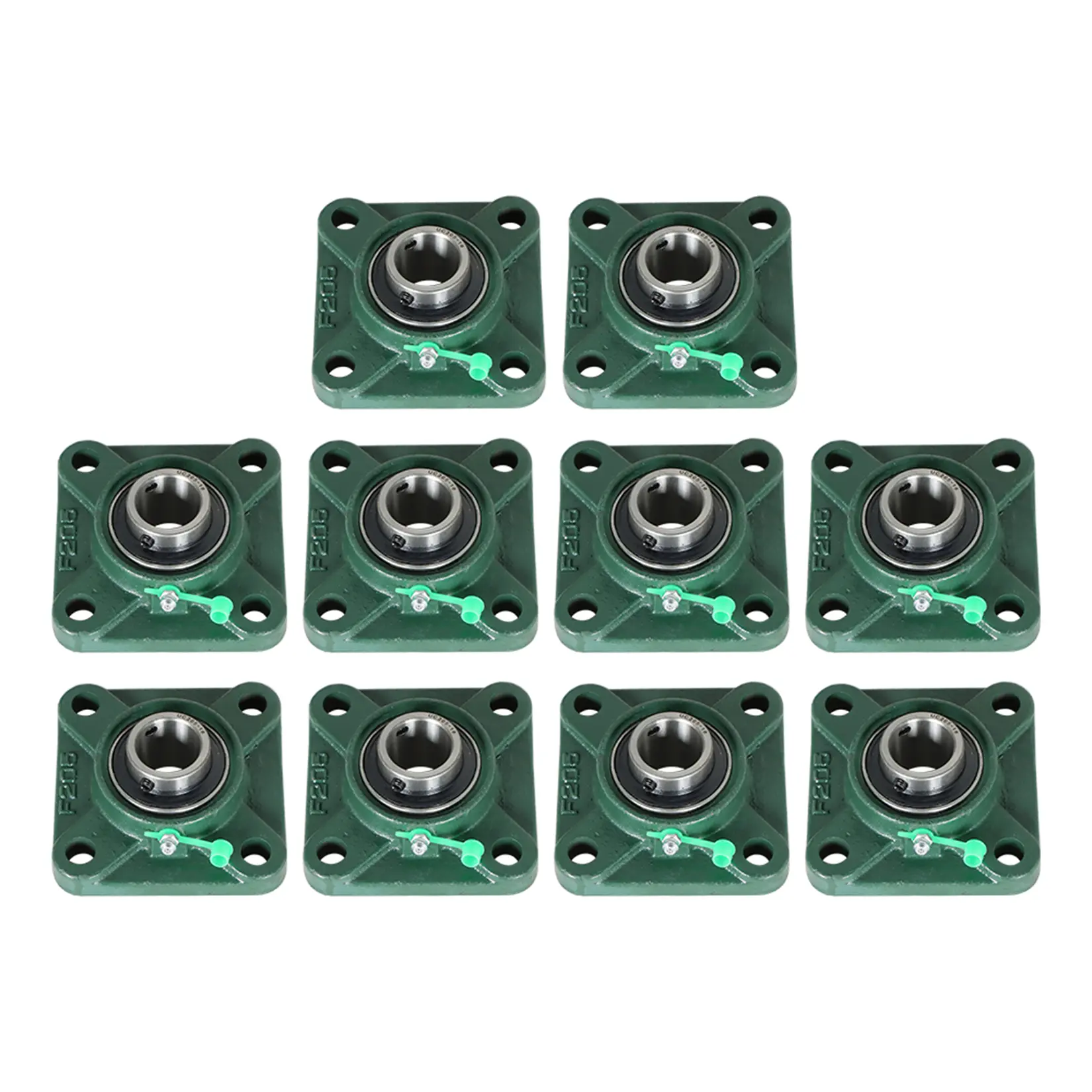 10PCS Cast Iron UCF205-16 Pillow Block Flange Bearings, 1 inch Bore, 4-Bolt Solid Base, Dynamic Load Rating, Self Alignment Feature, Bearing Capacity, Prevents Alignment Issues, for High RPM Apps