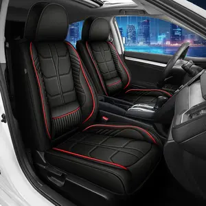 Universal Car Seat Covers, 2/5-Seat Full Set Waterproof PU Leather Auto Protectors for Car Interiors, Compatible with Nissan, Honda Civic-CR-V-HR-V, Kia Sorento, Toyota Corolla-4Runner-Camry, Hyundai, Mazda (PU Leather Material), Pockets, Airbag Safe fath