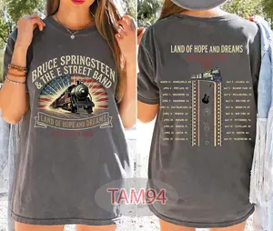 Women's Bruce Springsteen Land of Hope Dreams 2026 American Tour T-Shirt, E Street Band Concert Merch, Unisex 2-Sided Casual Streetwear Top