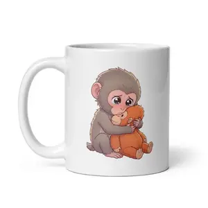 Punch Monkey Mug – Viral Baby Monkey Emotional Support Coffee Cup, Cute Comfort Gift