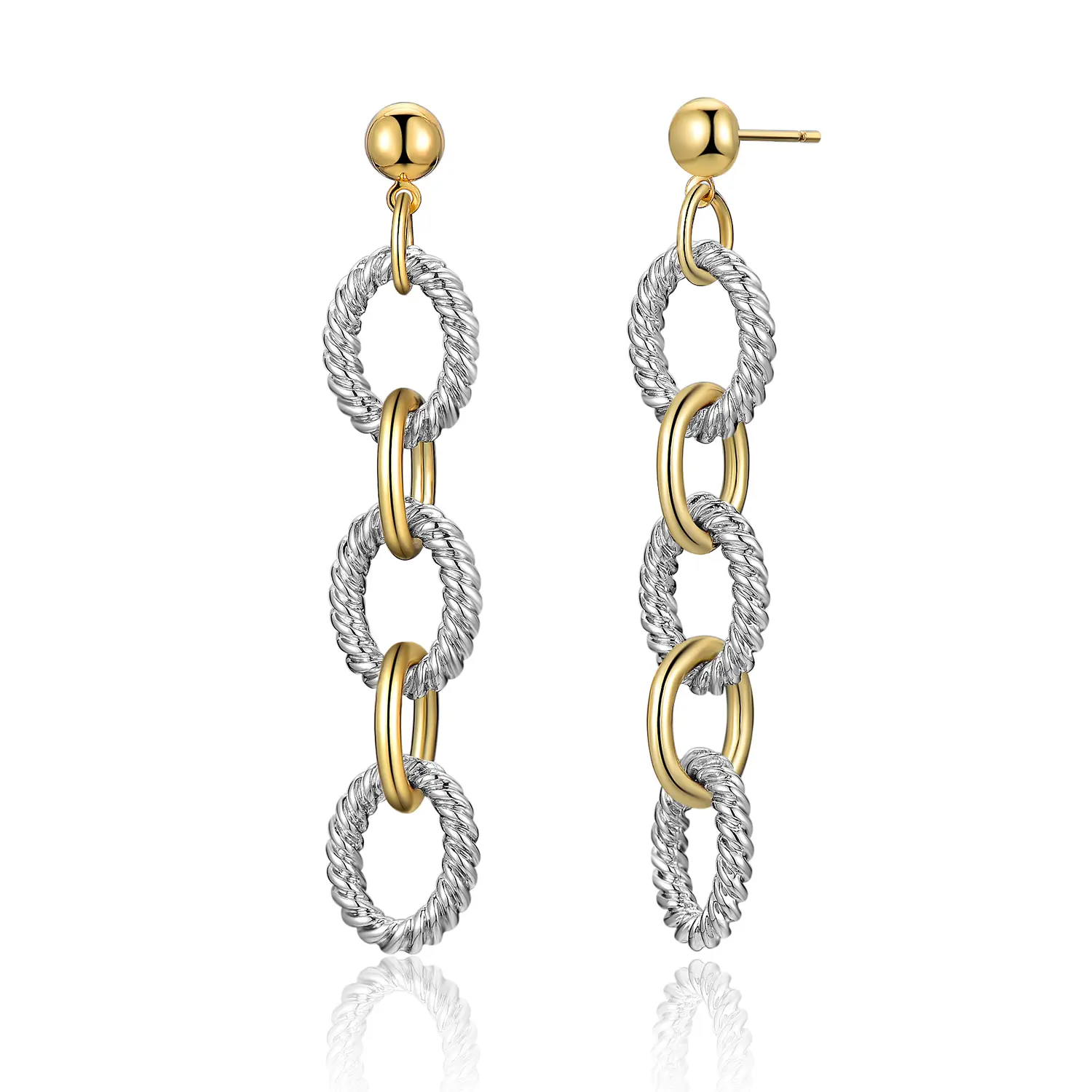 Aprilery Two-Tone Curved Dangle Drop Jewelry – Twisted Rope Design Stud Hypoallergenic Earrings for Women tiktokshopbacktoschool