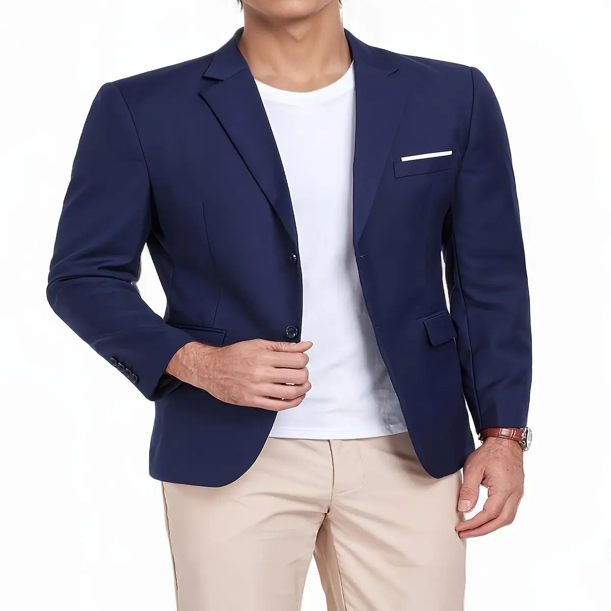 Men'S Jacket Casual Versatile Formal Wedding Season Prom Family Party Dating Adult Clothes Size XS-XXXL Spring Summer Blazer Long Sleeve Single Breasted Black Navy Blue Suit
