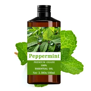 Peppermint Essential Oil 100ML/3.38 Fl Oz, 100% Pure Care Grade, Hair & Skin Care, Massage Treatment, Diffuser Humidifier, Aromatherapy, Therapeutic, Natural Scent, Long-Lasting Moisturizing, Wellness