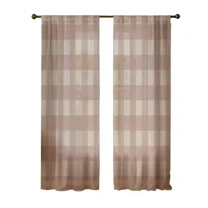 2pc Plaid Print Curtains, All-Seasons, Rod Pocket Hanging, Half Light Blocking, Fashionable Window Covering, Polyester Fiber Suitable for home decoration in bedrooms, living rooms, studies, kitchens, dining rooms, and bathrooms.