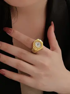 Fashion Quartz Analog Watch Design Ring for Women & Men, Elegant Jewelry Accessory for Daily Wear, Stylish Gift Idea