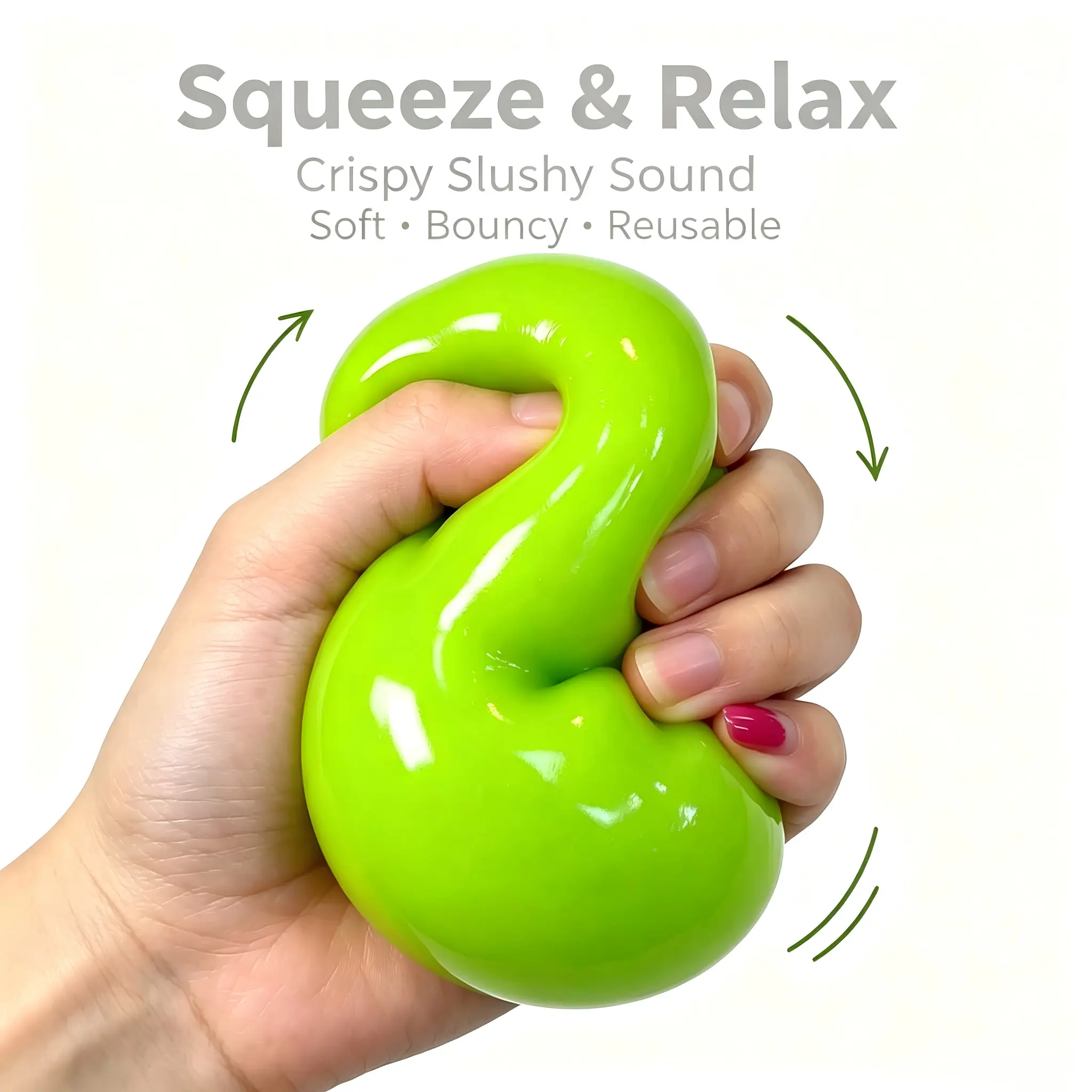 Chiboki Handmade Plain Silicone Crystal Slushy Ball Squishies Toys - Soft Crunching Unisex Stress Relief Fidget Sensory Grippie Set, Oddly Satisfying for Relaxation, Gift-Giving Packaging
