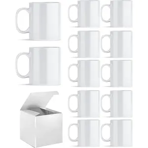 Sublimation Mugs, Sublimation White Coffee Mugs Tazas Para Sublimacion Blank 11 OZ With Box for for Coffee, Soup, , Milk, Latte, Hot Cocoa Set of 12