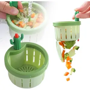 Cactus Kitchen Sink Drain Strainer, Upgrade Self-Cleaning Faucet Hanging Filter Basket, New Multifunctional Kitchen Sink Drain Strainer Press Automatic Dumping Basket