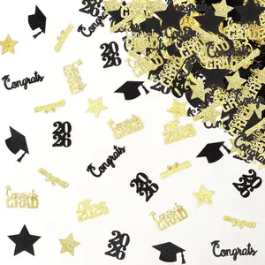 Black  Graduation Confetti Class of 2026 Black Graduation Cap, 200 count Glitter Stars Confetti Sprinkles, Table Congrats Grad Confetti for Graduation Party Table Decorations