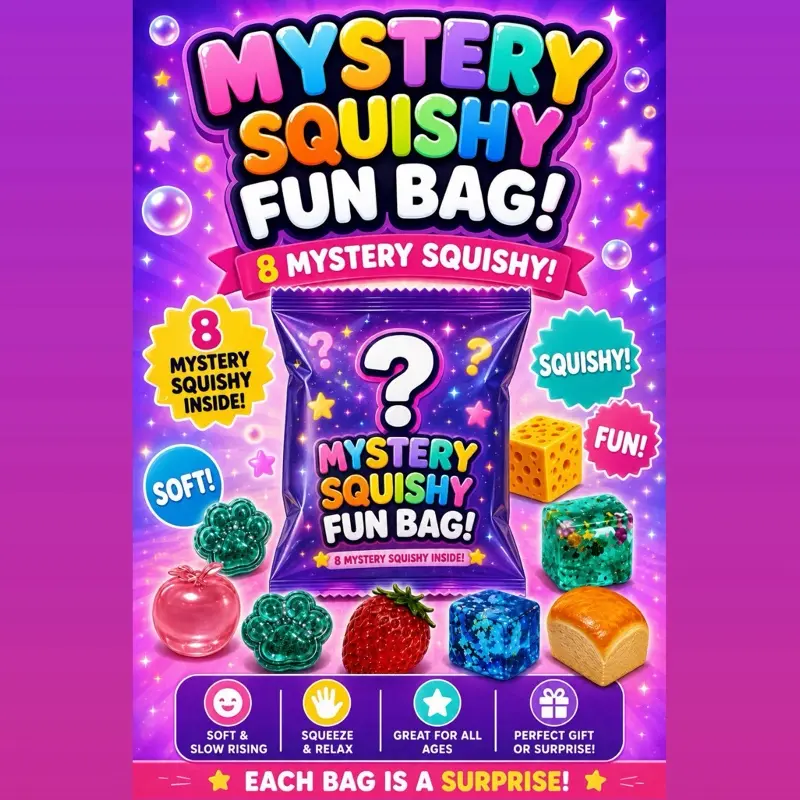 Mystery Squishy Fun Bag - Surprise Soft Squishy Toys for Kids, Stress Relief Fidget Accessories