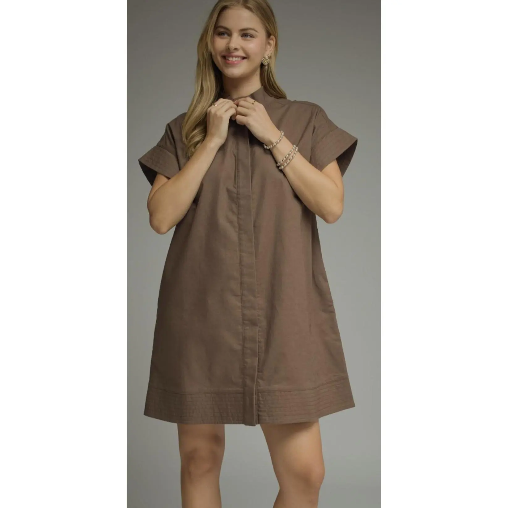 Entro brown button down dress