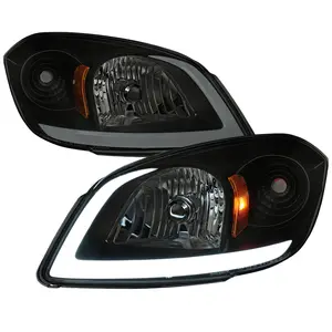 2005??2010 Chevrolet Cobalt Pontiac G5 / Pursuit Factory Style Headlights w/ LED DRL Light Strip (Black Housing / Smoked Lens)