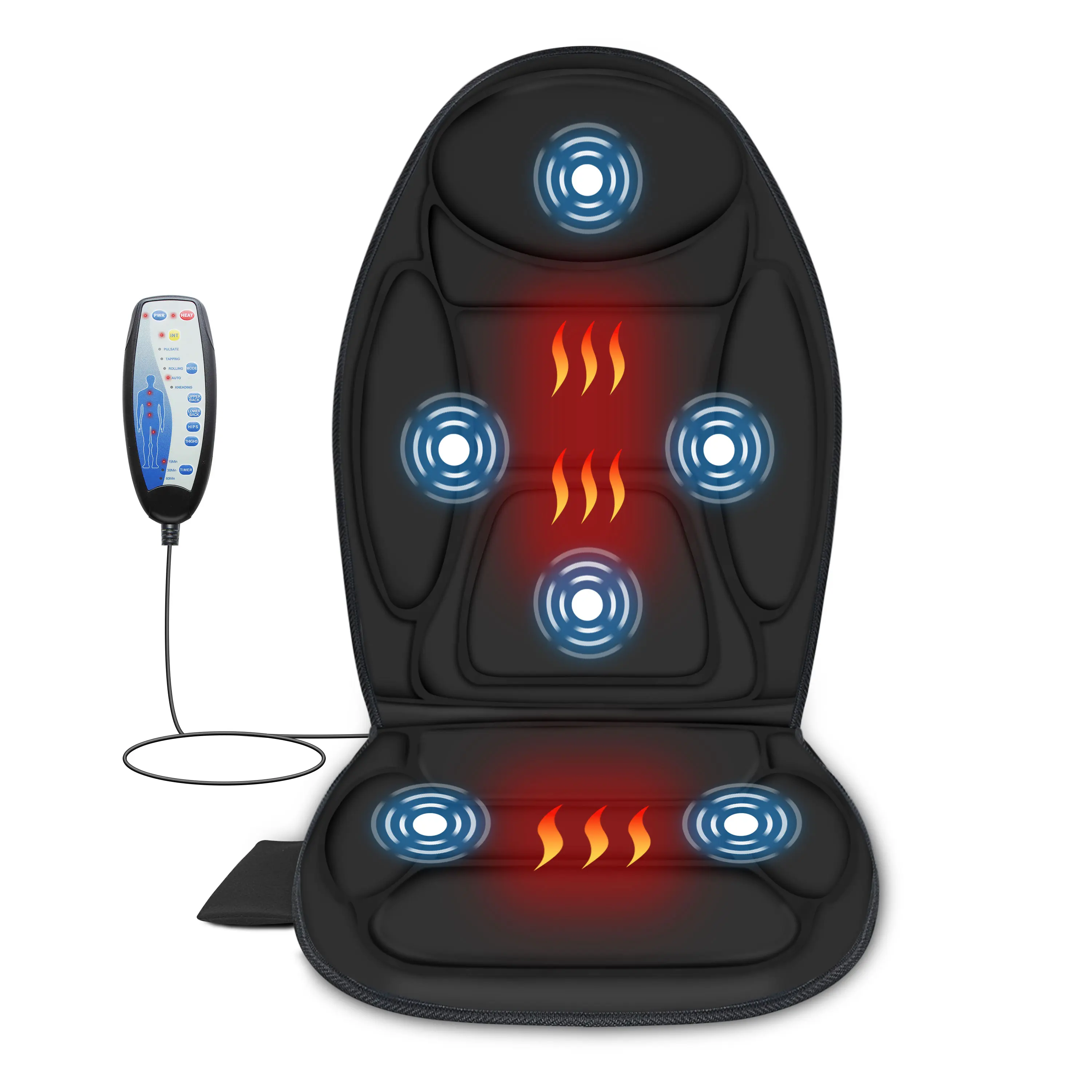 Snailax Heated Vibration Massage Seat Cushion - 6 Motor Vibration Machines for Back Pain Relief, Adjustable Chair Pad for Home & Office, Selfcare