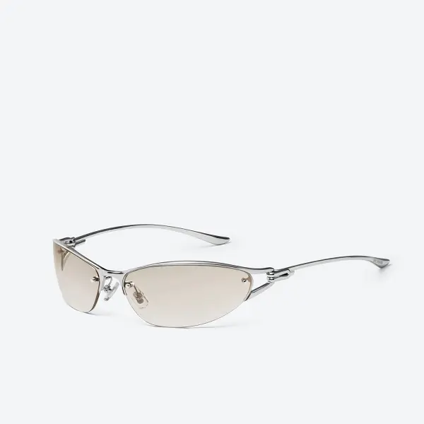 GENTLE MONSTER Futura 02 Silver Frame Gray Lenses Wraparound Shape