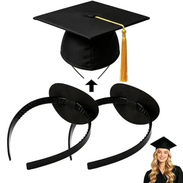 Graduation Cap Headband Class of 2026, 2PCS Firm Anti-Fall Grad Cap Headband for Graduation Insert, Graduation Cap decorations Hat Accessories Graduations Gifts for Graduates, Students, Women Graduations Ceremonies
