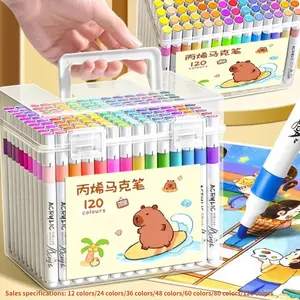 12-120 Color Acrylic Markers Kawaii Painting Set, Art Supplies, Safe Washable Colored Pens for Kids Students, Suitable for Various Materials, Coloring Book Markers
