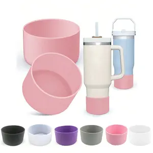 Silicone Cup Anti-Slip Sleeve, Fits 40 Oz Water Bottle, Drinkware Accessories, Non-Slip Bottom Protection Cover, Durable Silicone Material