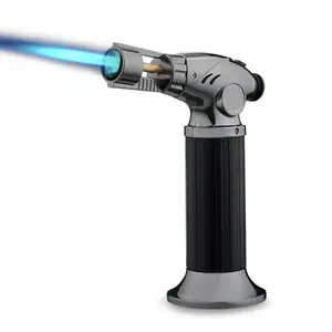 Refillable Kitchen Torch (Gas Not Included) – 360° Rotating Butane Blowtorch with Safety Lock & Adjustable Flame, Perfect for Crème Brûlée, Caramelizing, BBQ, Baking & Camping