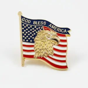 God Bless America Flag and Eagle Enamel Lapel Pin