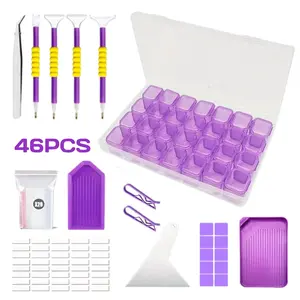 46 Pieces of DIY Synthetic Diamond Painting Tools and Accessories Kit, Including Adult Multi Size Brushes, Used for Making Art Crafts Decorations, Textiles & Soft Furnishings
