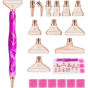Painting Pen Accessories Tools Set,1PCS  Art Pen and 12 count Rosegold Metal Screw Thread Multi Placer Tips, Painting Drill Pens for DIY  Art