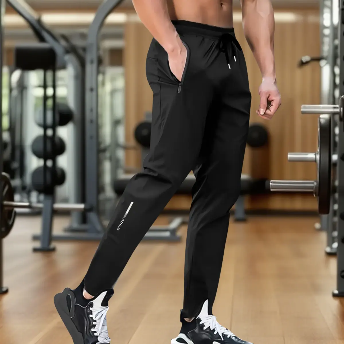 Men's Fitted Slim-Tapered Active Joggers Pants, Breathable Athleisure Sweatpants with Zippered Pockets for Gym Workouts and Fitness, Athleisure Fitness, Men's Sweatpants, Gym Wear, M, Sweats, Active Jogging, Sporty Chic