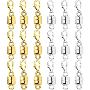 Magnetic Necklace Clasp with Lobster Clasp 18K Gold and Silver Magnetic Jewelry Clasps for Necklaces Extender Bracelet Clasps and Closures