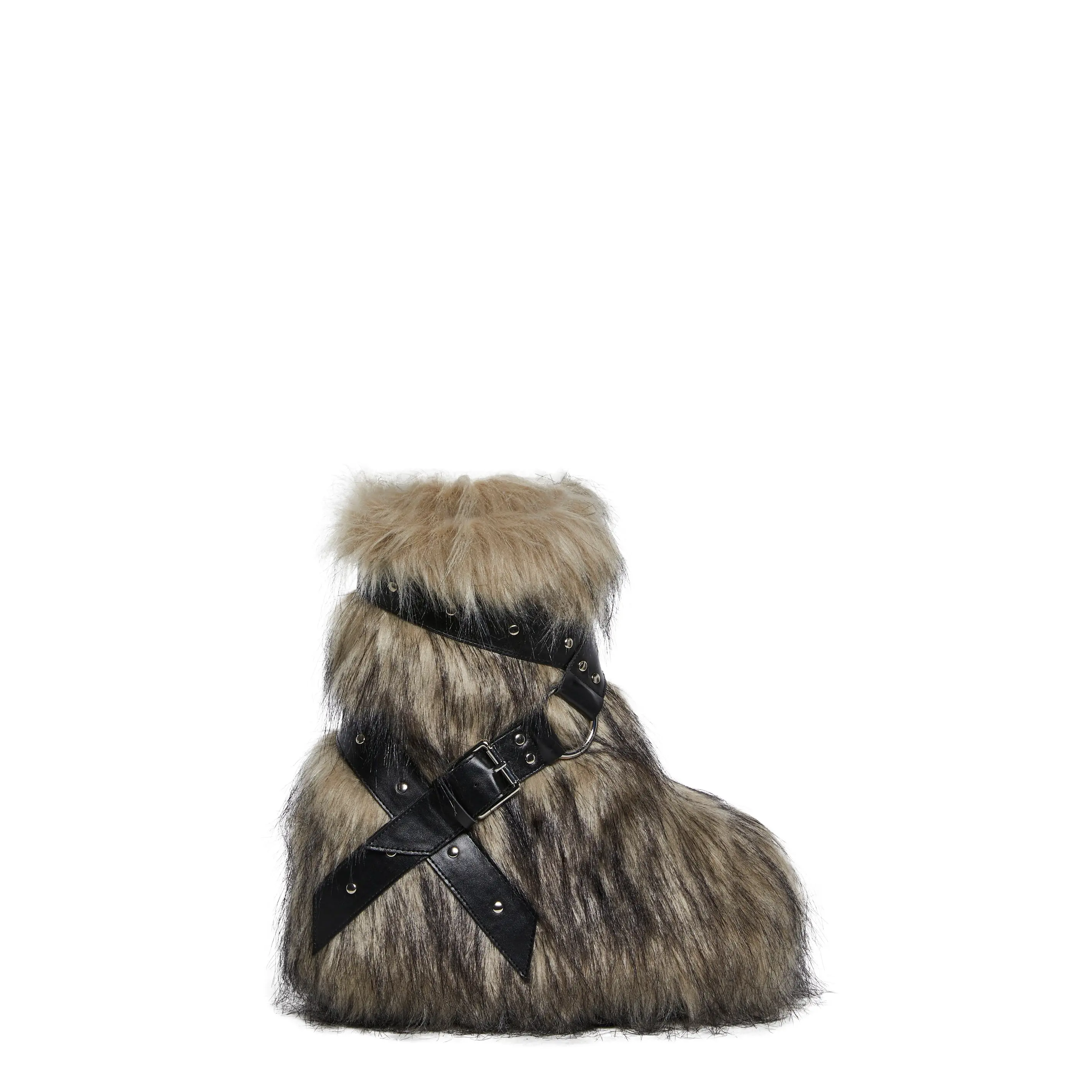 Low Wild Instincts Faux Fur Combat Boots - Off White