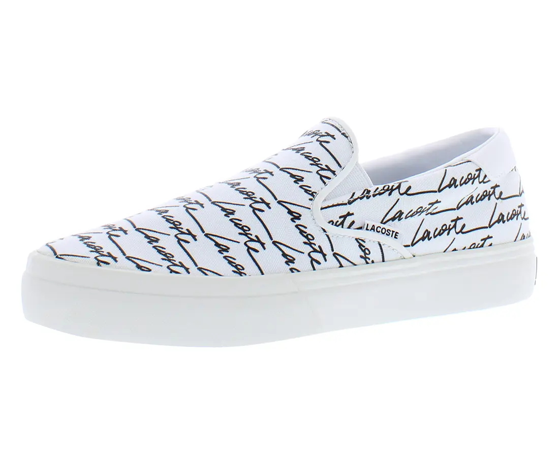 LACOSTE Women's Jump Serve Slip-on Canvas Sneakers, Casual Plimsoll Style with Vulcanized Sole and Logo Print, Footwear, Slipon