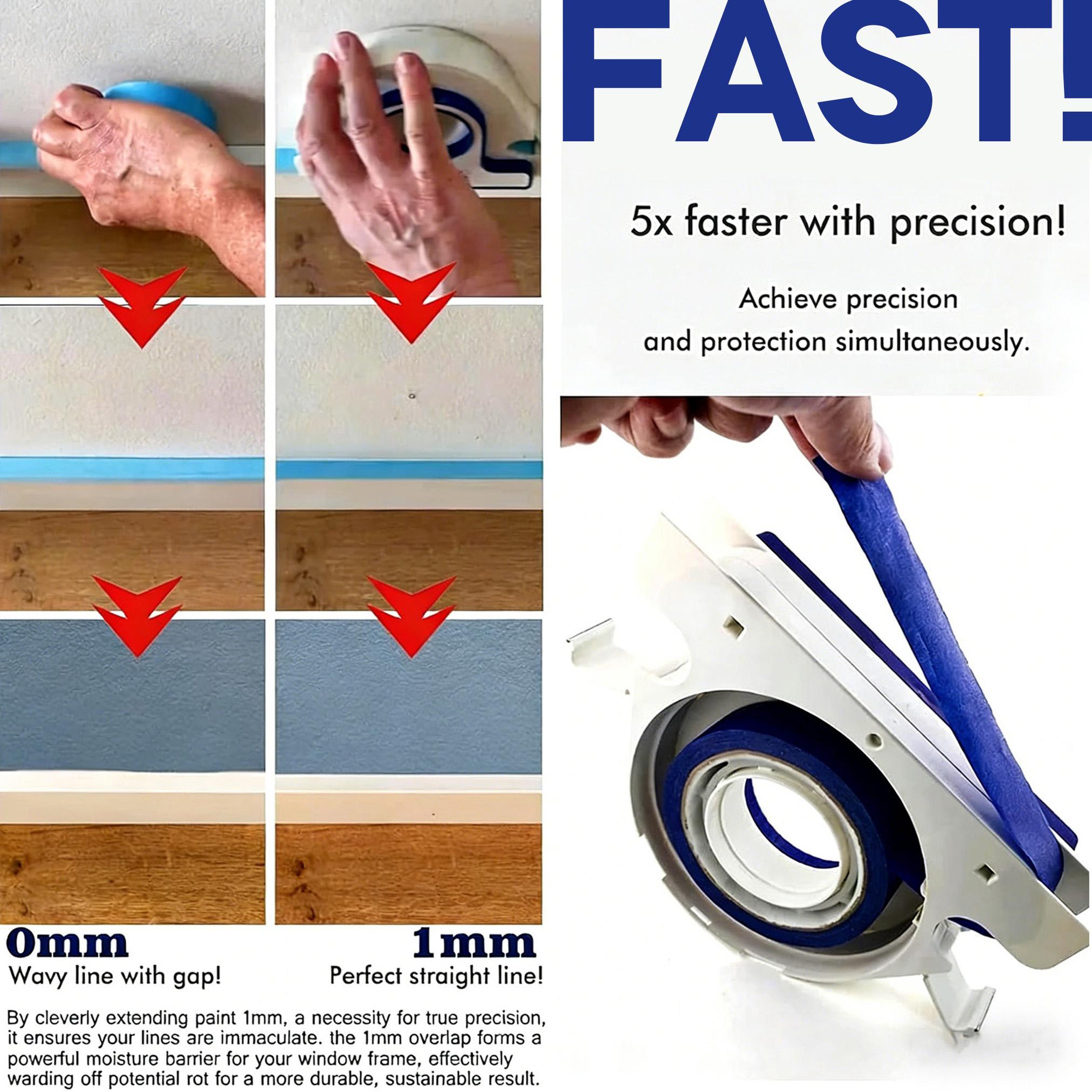 Painters Tape Applicator Tool with Scraper, Faster Masking Tape Tool Dispenser Professional Masking Tape Dispenser Set for Painting Trim, Wall, Baseboard and Floor Decoration, 1 in x 22 Yd (20m) 4 Rolls masking tape paint like a pro
