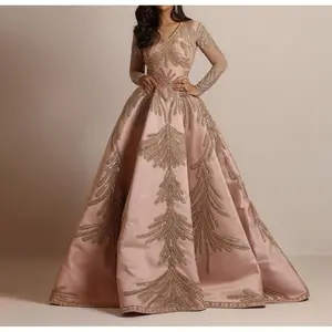 Women's Gilding Long Sleeve Dress Banquet Sexy Evening Dress Formal Womenswear