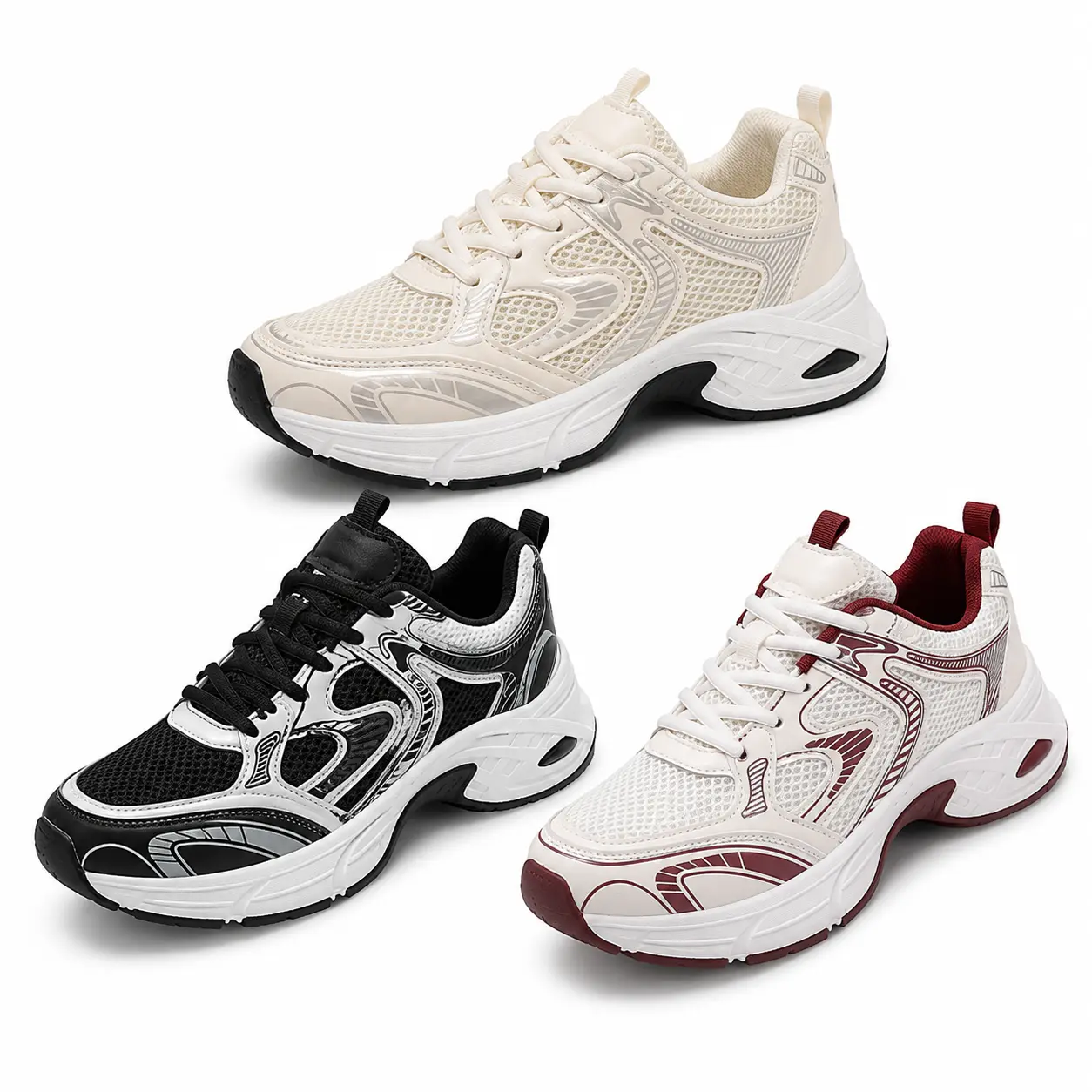 Women's Chunky Platform Sneakers, Breathable Mesh Lightweight Running Shoes, Non Slip Casual Walking Athletic Sneakers for Daily Workout Sports Activities, Fashion Chunky Sneakers for Women