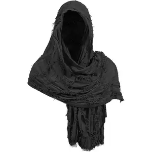 nezababycos Post Apocalyptic Hooded Shawl Scarf Medieval Renaissance Cowl Cloak Cape Tattered Viking Costume for Men Women