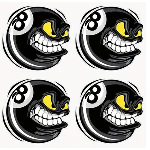 No. 8 ball style billiard ball vinyl waterproof motorcycle sticker, motorcycle helmet decorative decal, car and other decorative Vehicle Exterior Decoration, Universal Car Sticker
