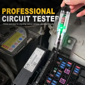 Automotive Circuit Tester, Digital Display Voltage Test Pen with LED Lights, Long Probe, Spring Cable & Clip, Car Electrical Diagnostic Tool Detector