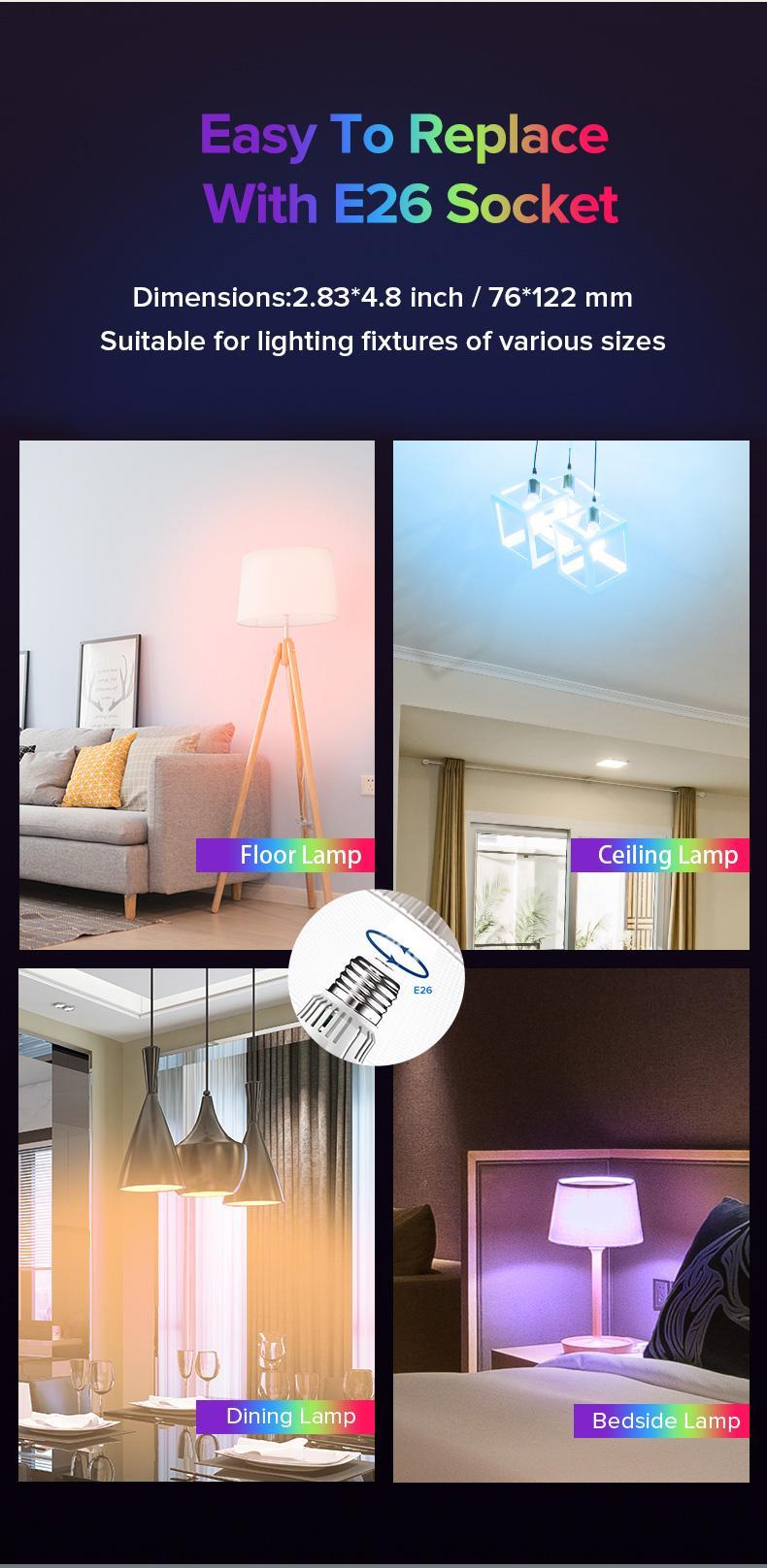 SANSI RGBW LED Color Changing Light Bulb with Remote Control, 2000LM 120W Equivalent, 10 Color Choices, Timing, Dimmable, A21 18W E26 Decorative