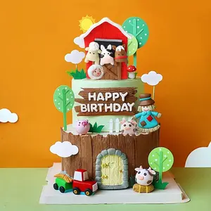 cake shed cake topper gender reveal Little Farm Animal Cake Decoration Sheep Cake Topper Farm Animal Birthday Cake Topper Cow Cake Decoration Pig Cake Topper for Farm Animal Baby Shower Birthday Party Decorations Tree Ornaments