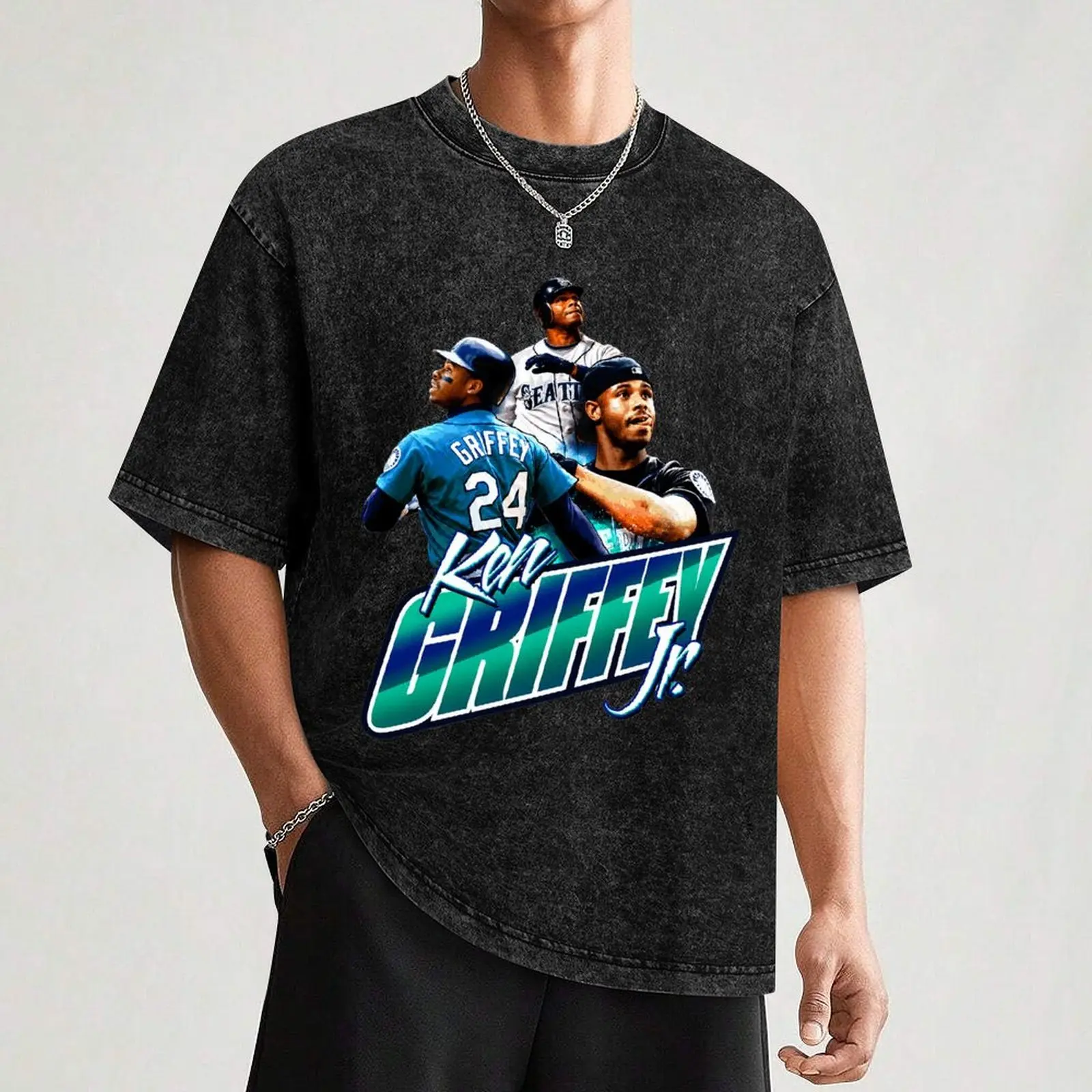 Ken Griffey Jr 24 Baseball Legend Tee Vintage Seattle Retro Streetwear Oversized Cotton T-Shirt Men Sports Fan Graphic Top Gift Tee
