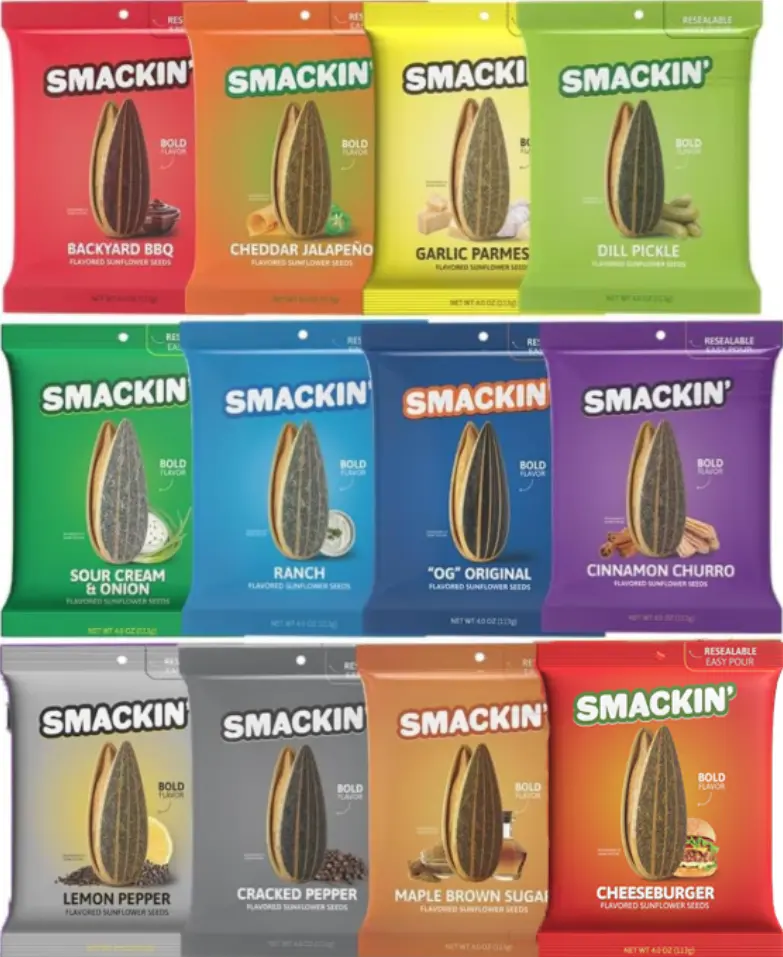 SMACKIN' Sunflower Seeds 4oz 12 Flavors YOU CHOOSE