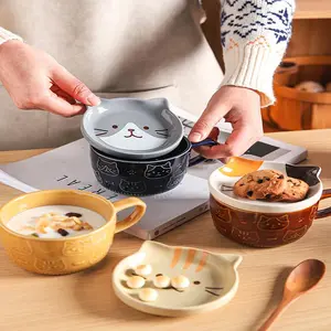 Cute Japanese Cartoon Cat Ceramic Mug, Beverage Mug, High-Quality Coffee Cup for Home Use, Breakfast Milk Cup, Adorable Animal Design