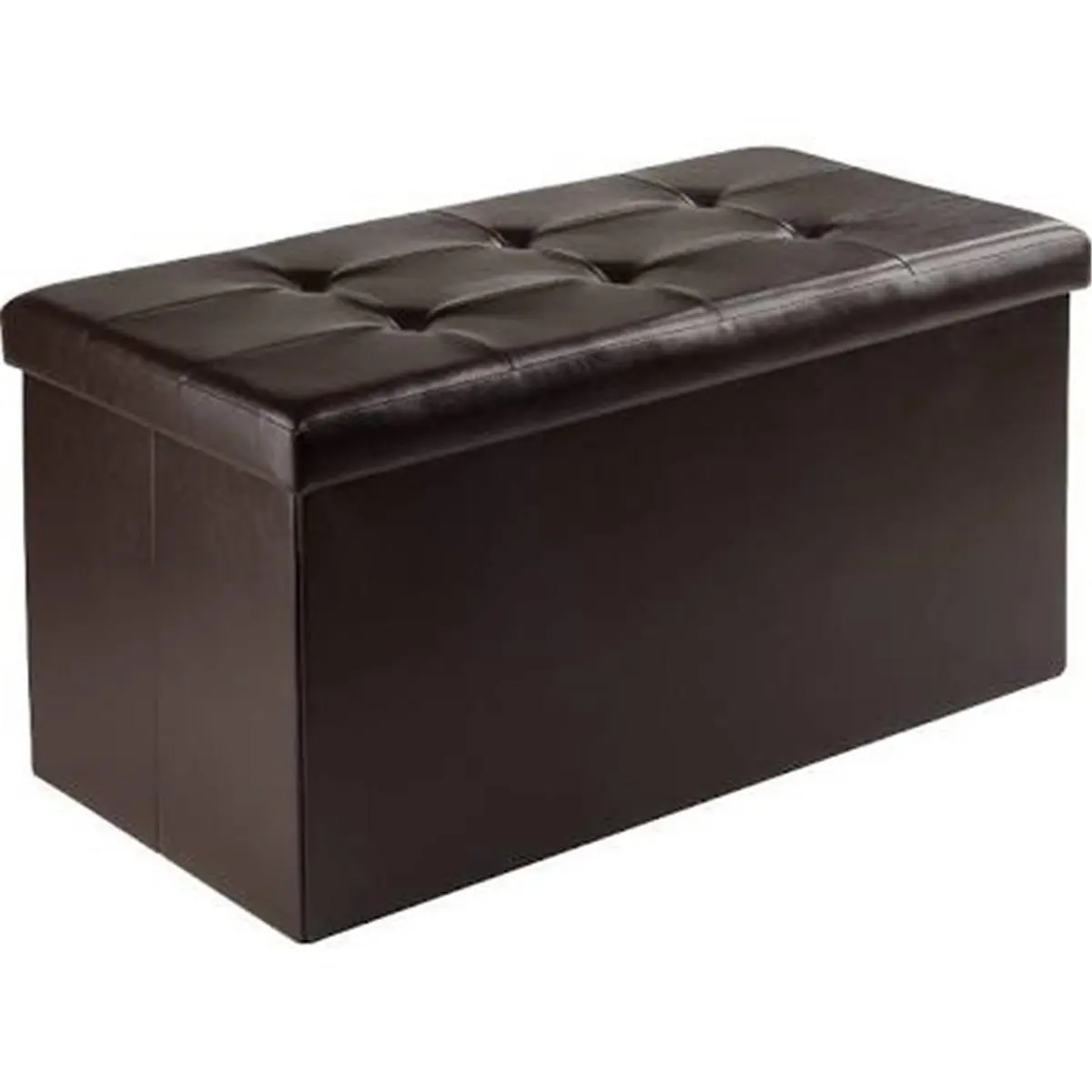212 MAIN Ashford Ottoman with Storage, Faux Leather Espresso Footrest Stool, Upholstered Stool (15x29.9x32.1 in), Foot Rest Stool, Storage Top