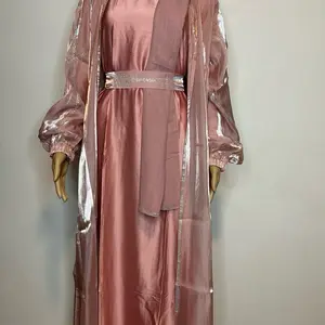 SILK PINK ABAYA with Rhinestone