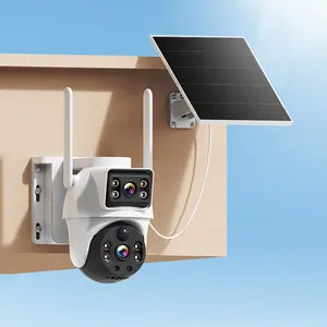 4MP 4G LTE Solar Security Camera With Big Battery Dual Lens Dual Screens, 360° PTZ No Blind Spots, AI Humanoid Detection, Motion Tracking, Intelligent Light&Sound Alarm, Full Color Night Vision, Two-Way Audio, SIM Card Inculded