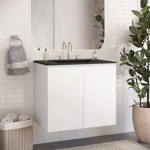Modway Bryn 30" Wall-Mount Bathroom Vanity in White Black