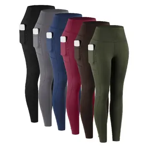 6pcs Pack Women' High-Waisted Full-Length Leggings - Stretchy Full-Coverage Pants Suitable for Seasons, Casual Wear,, Layering - Solid Color Non- Base Layer (Machine Washable)