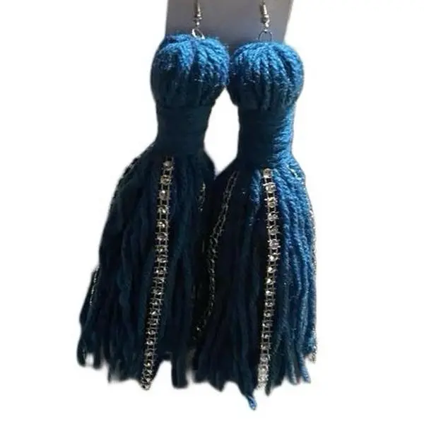 Long tassels with silver embroidery Long tassels with silver embroidery