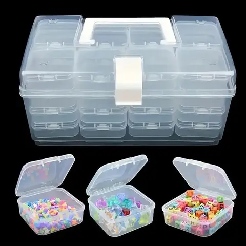 32-Piece Plastic Storage Kit - Portable Multi-Functional Organizer with White Clip-On Bins for DIY Crafts, Jewelry Organization (Home Supplies Solution)